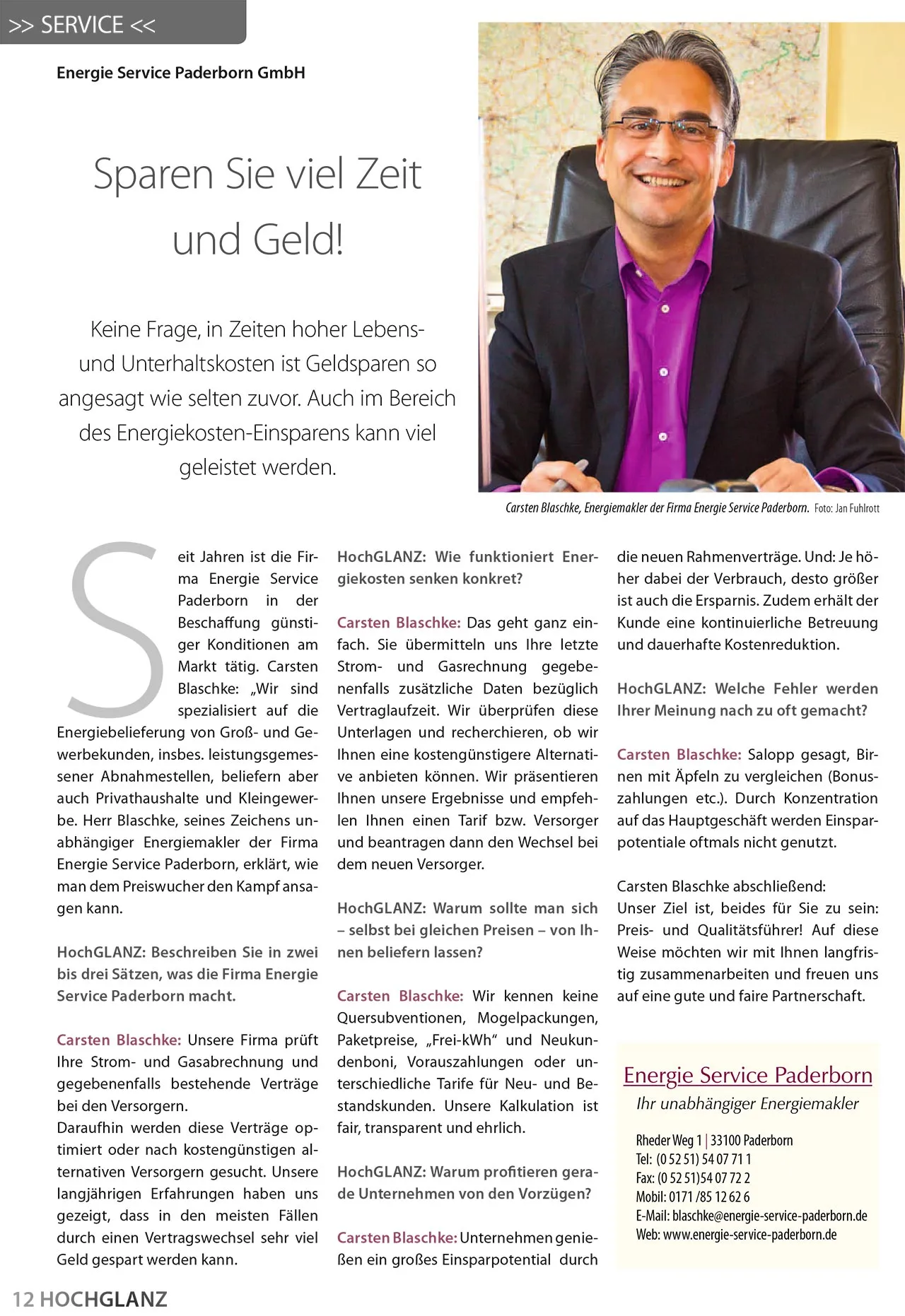 Magazinseite mit Interview von Carsten Blaschke
