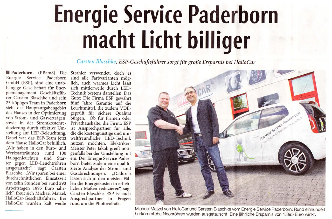 Zeitungsartikel mit Foto von Carsten Blaschke